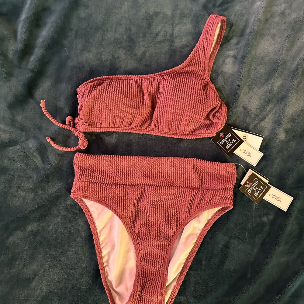 Salt + Cove Mauve Ribbed Bikini